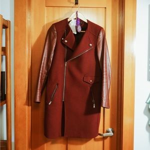 Leather and wool Zara coat (size S)